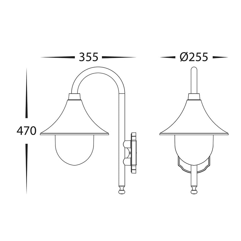 Hove 8W 240V E27 LED Coach Wall Light Black - HV3554W-BLK