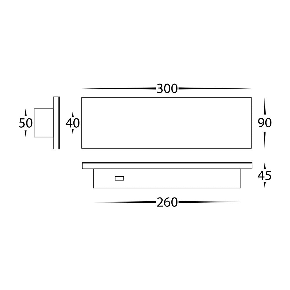 Barline 300mm 9W CCT 240V LED Wall Light Black - HV3571T-BLK