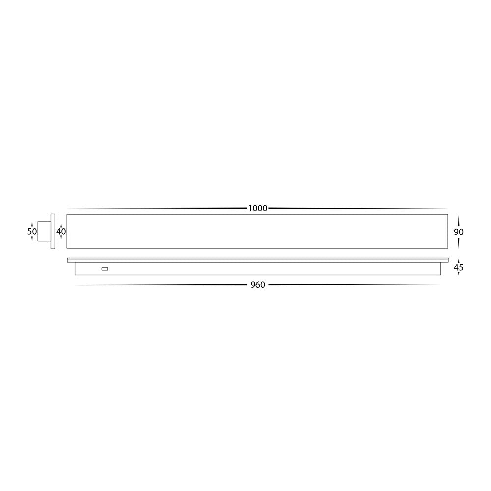 Barline 1000mm 30W CCT 240V LED Wall Light Black - HV3574T-BLK
