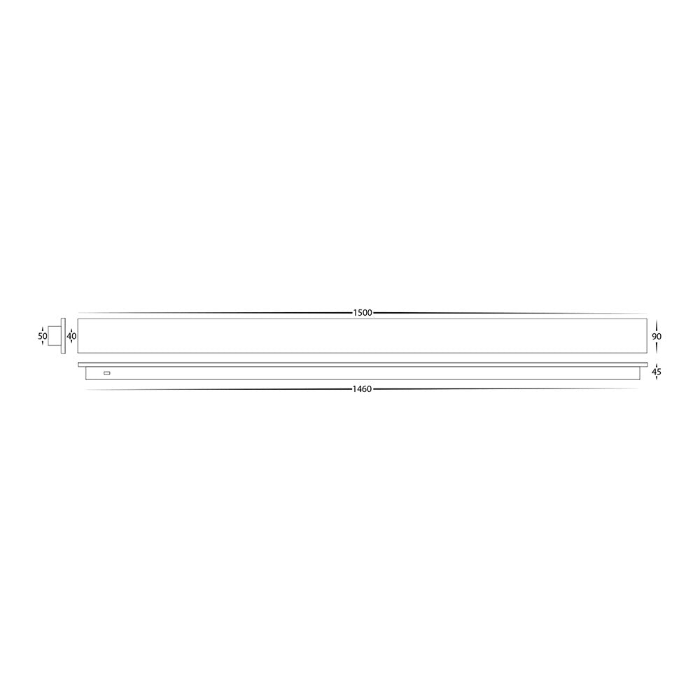 Barline 1500mm 45W CCT 24V DC LED Wall Light Black - HV3576T-BLK-24V