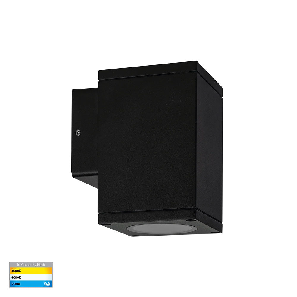 Quadru 5W CCT 240V GU10 LED Square Fixed Wall Pillar Light Black - HV3623T-BLK