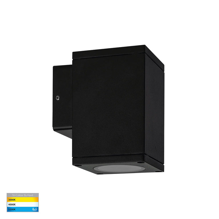 Quadru 5W CCT 240V GU10 LED Square Fixed Wall Pillar Light Black - HV3623T-BLK