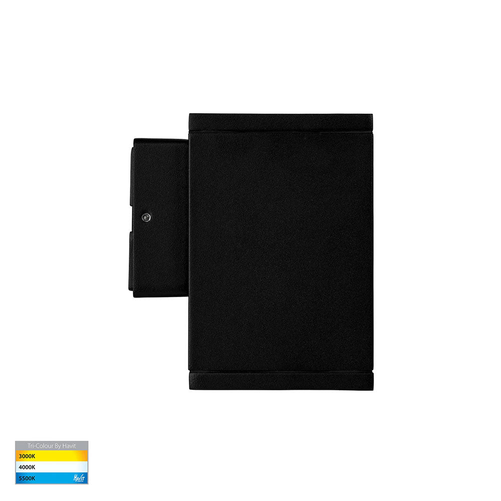 Quadru 5W CCT 240V GU10 LED Square Fixed Wall Pillar Light Black - HV3623T-BLK