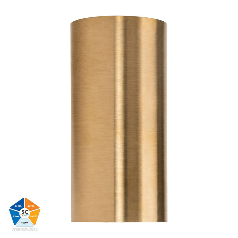 Aries 6W 5CCT 240V LED Fixed Down Wall Pillar Light Solid Brass - HV3625S-BR
