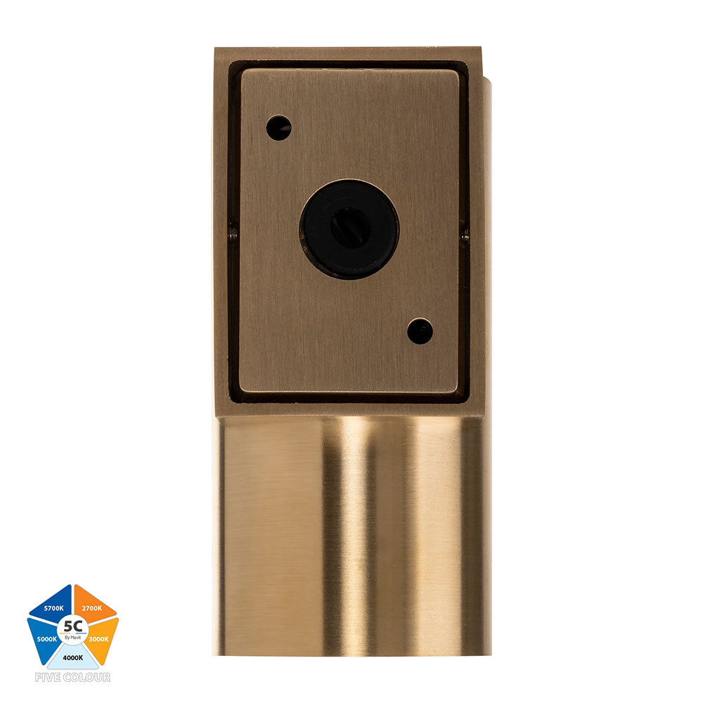 Aries 6W 5CCT 240V LED Fixed Down Wall Pillar Light Solid Brass - HV3625S-BR