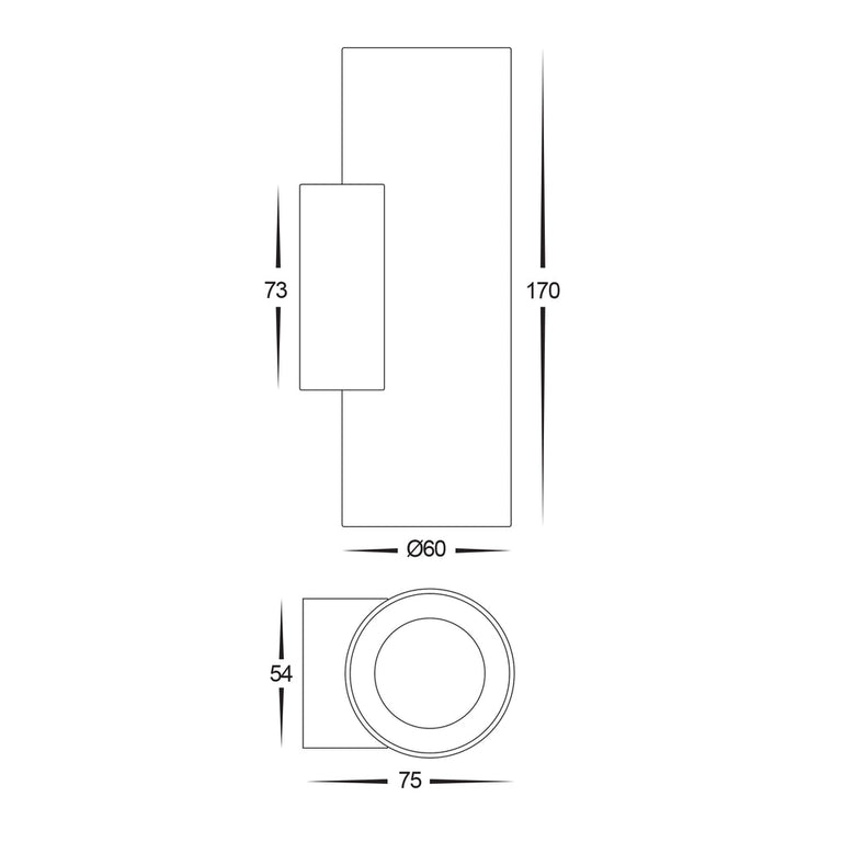 Aries 2 x 6W 5CCT 240V LED Up & Down Wall Pillar Light Brass - HV3626S-BR