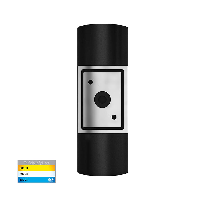 Aries 2 x 6W CCT 240V LED Up & Down Wall Pillar Light Black - HV3626T-BLK