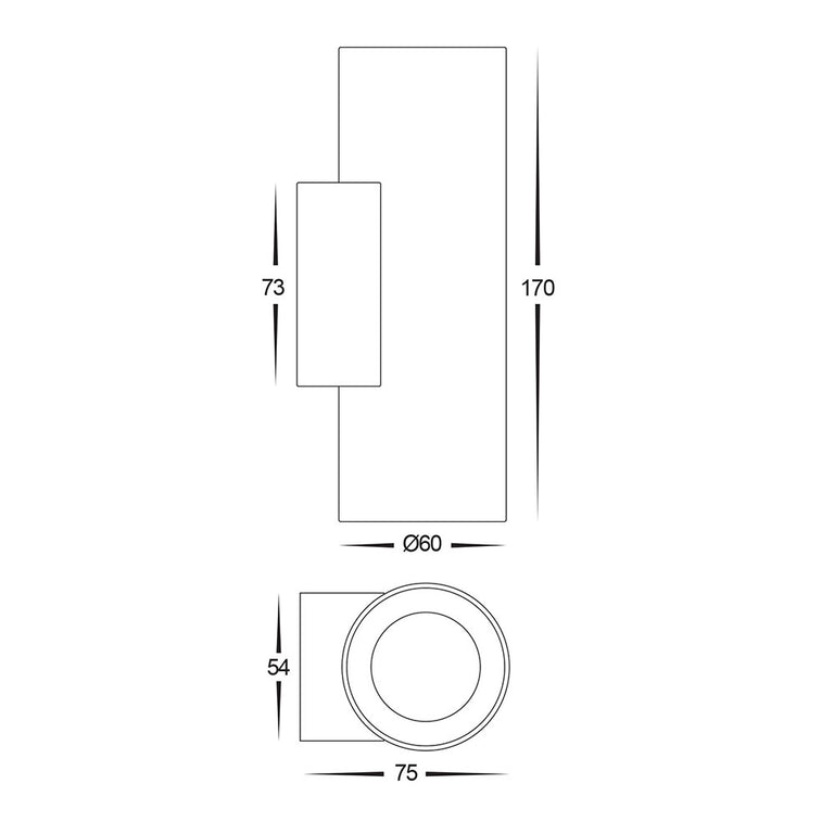 Aries 2 x 6W CCT 240V LED Up & Down Wall Pillar Light Black - HV3626T-BLK