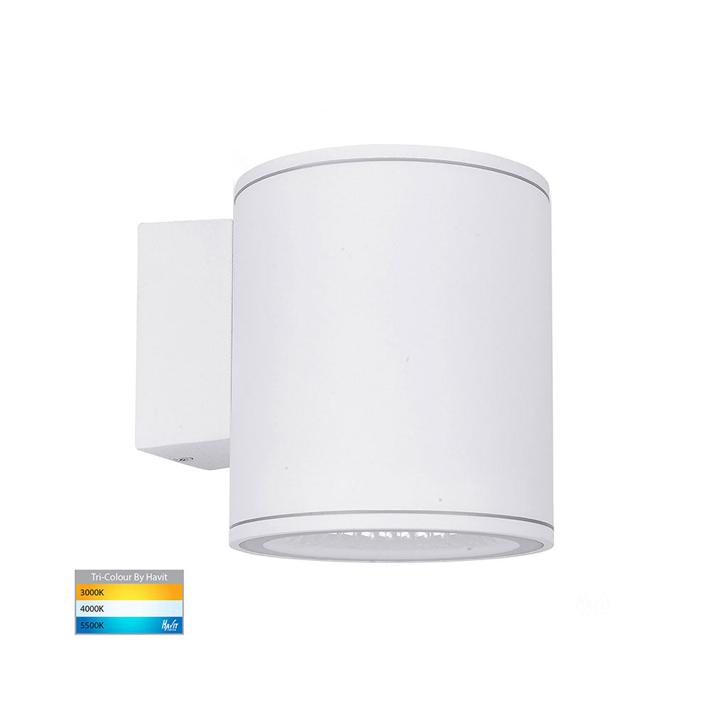 Porter 15W CCT 240V LED Round Wall Pillar Light White - HV3628T-WHT