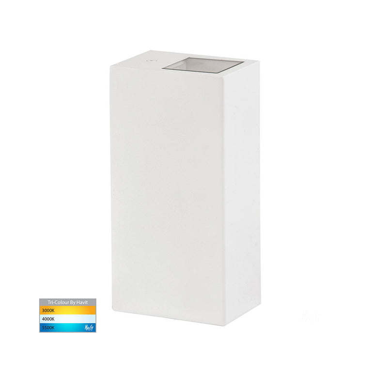 Veldi 2 x 5W CCT 240V GU10 LED Up & Down Wall Pillar Light Matt White - HV3633T-WHT
