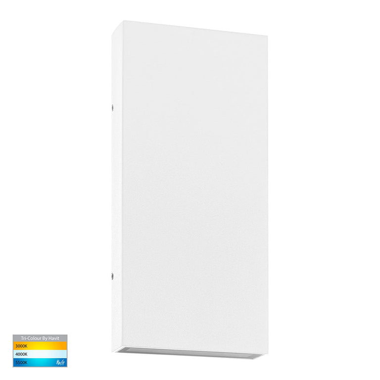 Essil 2 x 6W CCT 12V DC LED Up & Down Wall Light White - HV3649T-WHT-12V
