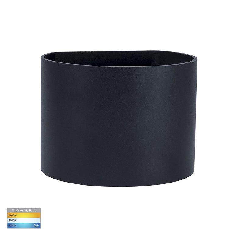 Versa 2 x 3W CCT 240V Up & Down Round LED Adjustable Wall Light Black - HV3658T-BLK-RND