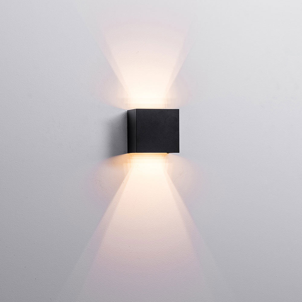 Versa 2 x 3W CCT 12V DC LED Up & Down Square Wall Light Black - HV3658T-BLK-SQ-12V