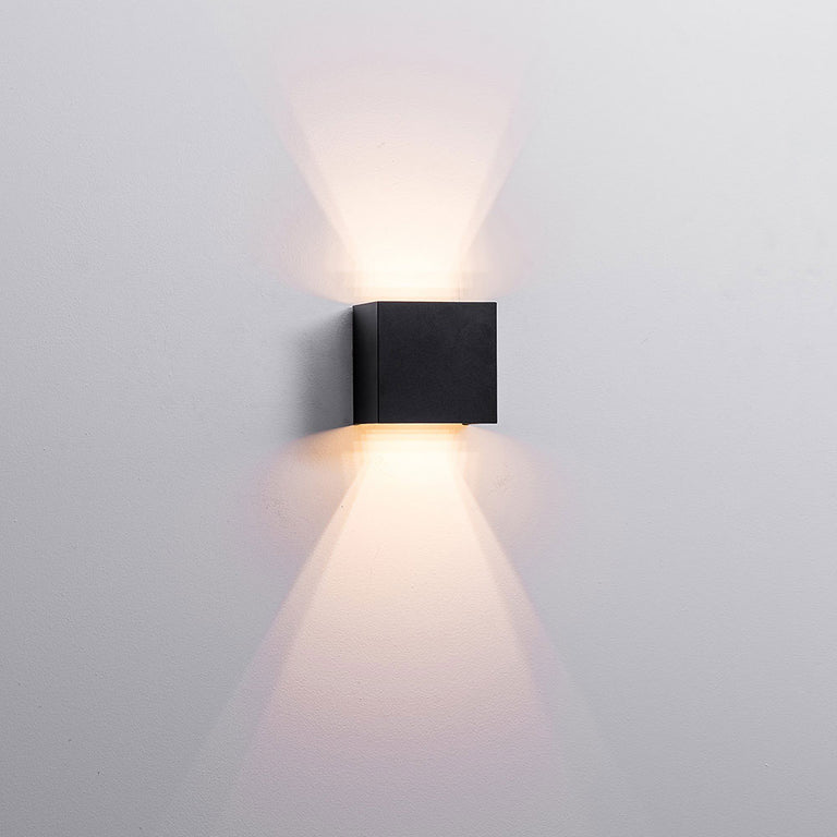 Versa 2 x 3W CCT 12V DC LED Up & Down Square Wall Light Black - HV3658T-BLK-SQ-12V