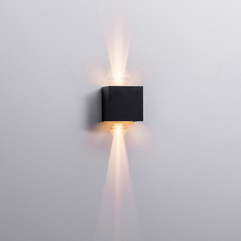 Versa 2 x 3W CCT 12V DC LED Up & Down Square Wall Light Black - HV3658T-BLK-SQ-12V