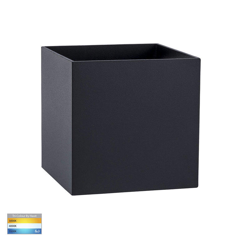Versa 2 x 3W CCT 12V DC LED Up & Down Square Wall Light Black - HV3658T-BLK-SQ-12V