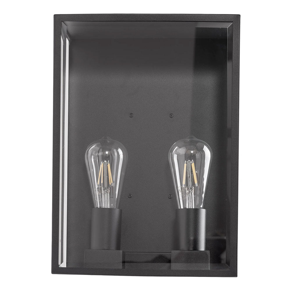 Bayside Large 2 x 4W 240V E27 LED Wall Light Black - HV36592W-BLK