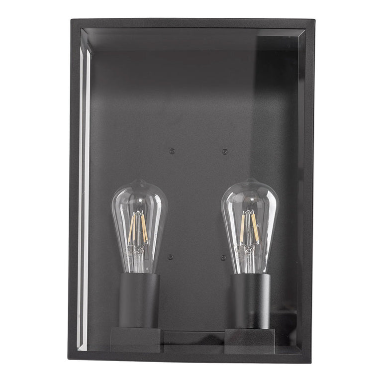 Bayside Large 2 x 4W 240V E27 LED Wall Light Black - HV36592W-BLK
