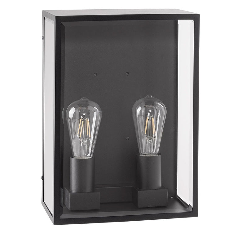 Bayside Large 2 x 4W 240V E27 LED Wall Light Black - HV36592W-BLK