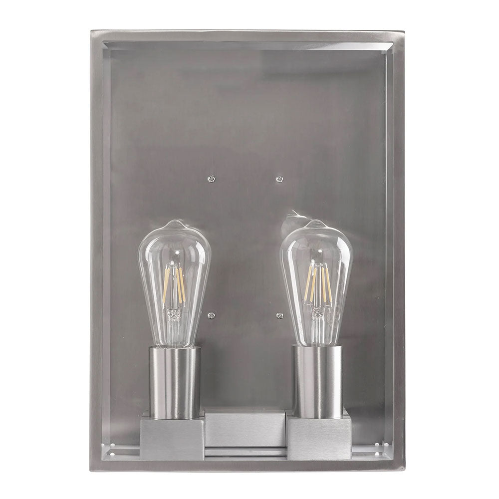 Bayside Large 2 x 4W 240V E27 LED Wall Light Stainless Steel - HV36592W-SS316