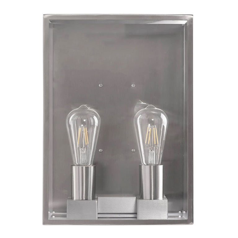 Bayside Large 2 x 4W 240V E27 LED Wall Light Stainless Steel - HV36592W-SS316
