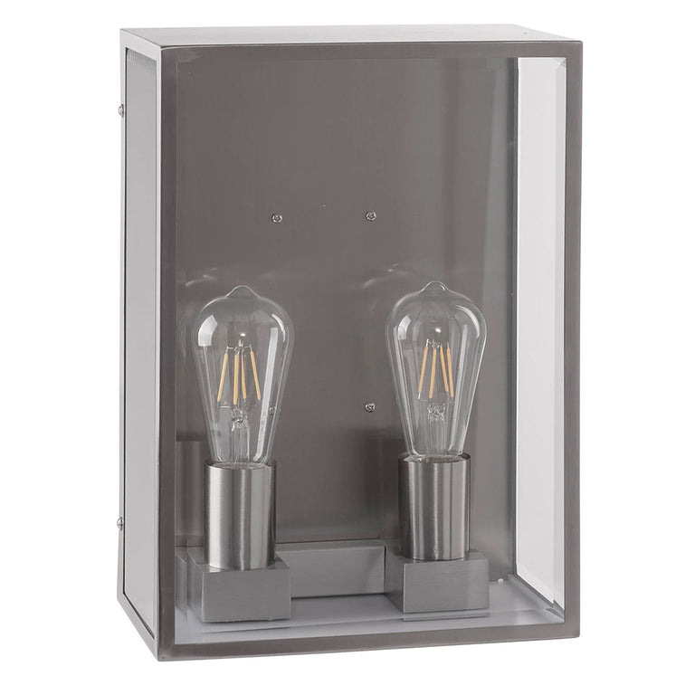 Bayside Large 2 x 4W 240V E27 LED Wall Light Stainless Steel - HV36592W-SS316