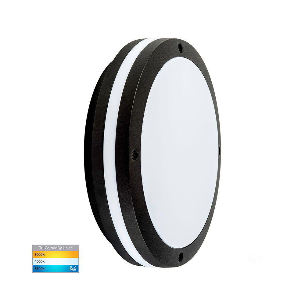 Stor 30W CCT 240V LED Round Bunker Wall Light Matt Black - HV3670T-BLK