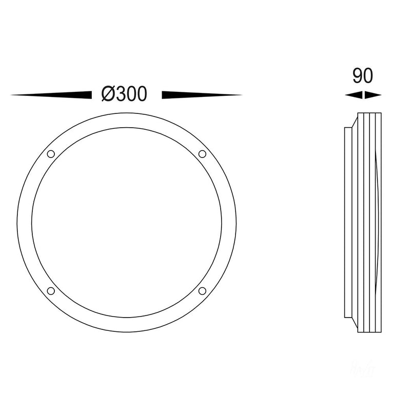 Stor 30W CCT 240V LED Round Bunker Wall Light Matt Black - HV3670T-BLK