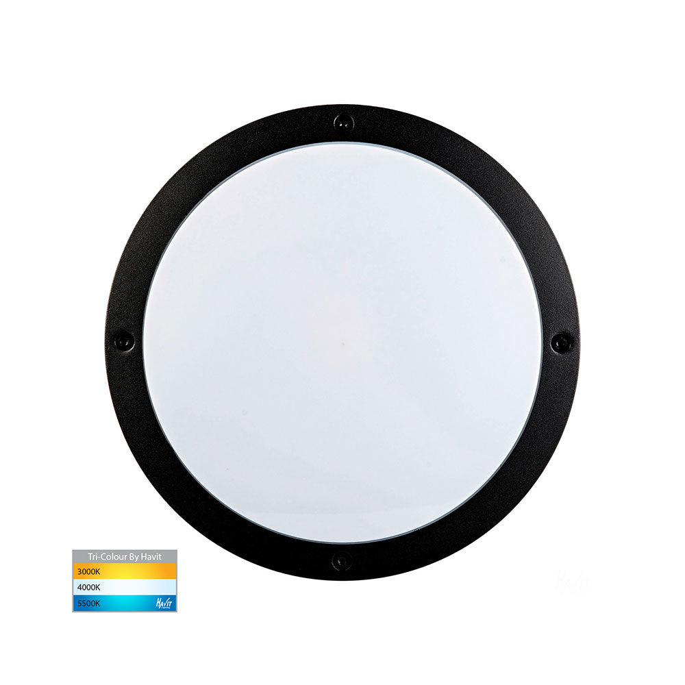 Stor 30W CCT 240V LED Round Bunker Wall Light Matt Black - HV3670T-BLK