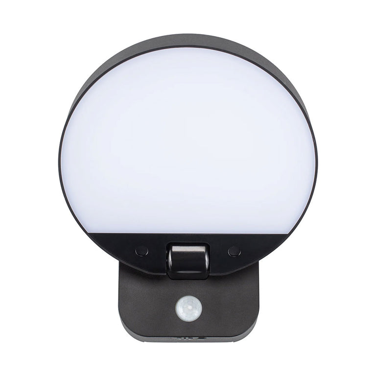 Solarni 9W LED Black Solar Wall Light With Sensor Black / Cool White - HV36724-BLK