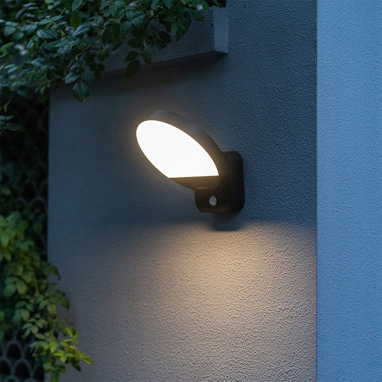 Solarni 9W LED Black Solar Wall Light With Sensor Black / Cool White - HV36724-BLK
