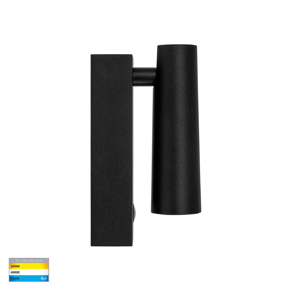 Lesen 3W CCT 240V LED Single Adjustable Wall Light Black - HV3686T-BLK