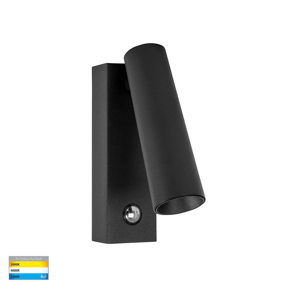 Lesen 3W CCT 240V LED Single Adjustable Wall Light Black - HV3686T-BLK