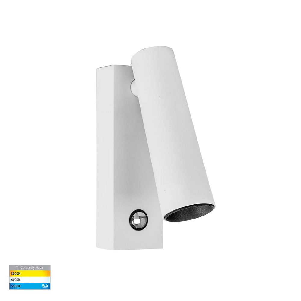 Lesen 3W CCT 240V LED Single Adjustable Wall Light White - HV3686T-WHT