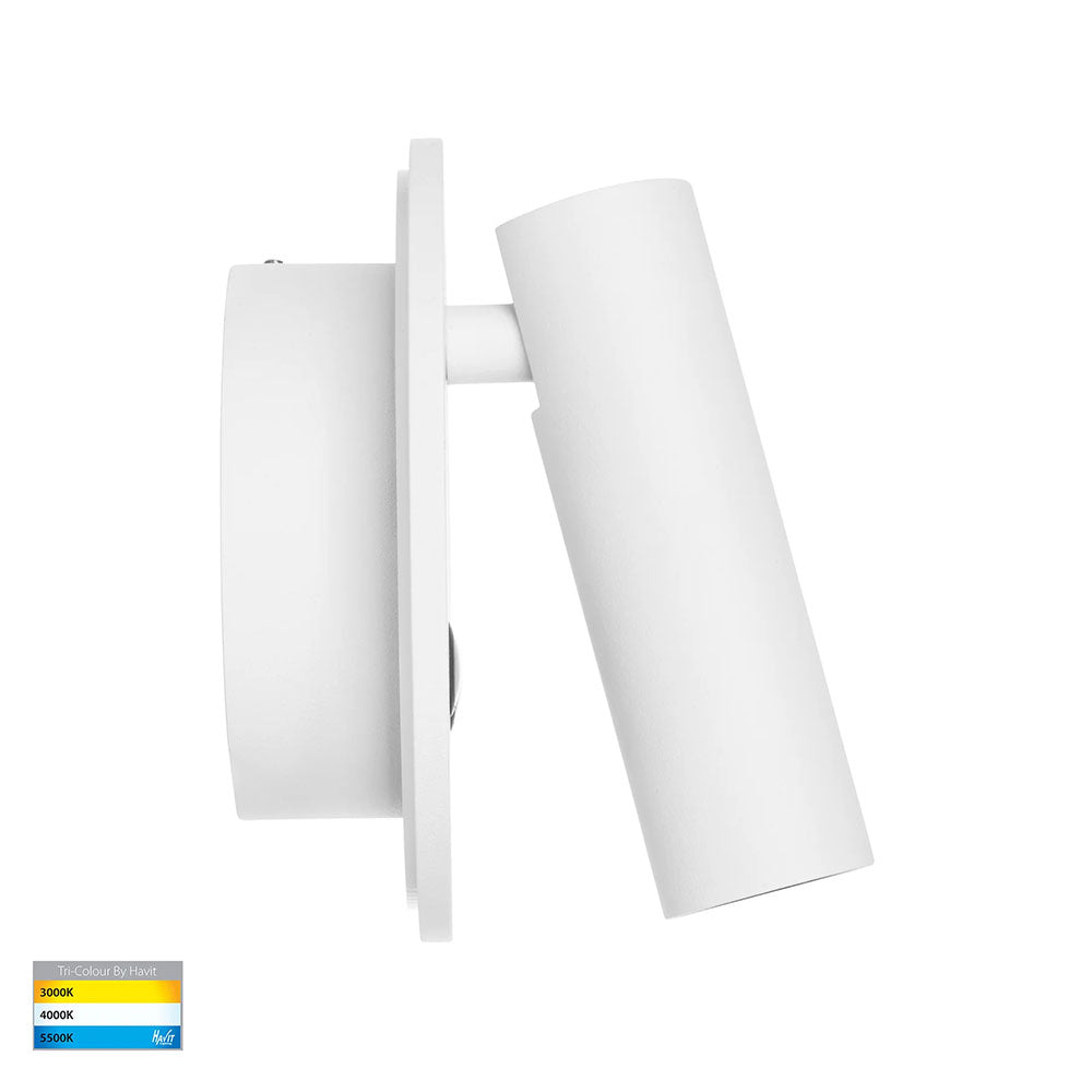 Lesen 2 x 3W CCT LED Single Adjustable Wall Light with Back Light White - HV3688T-WHT