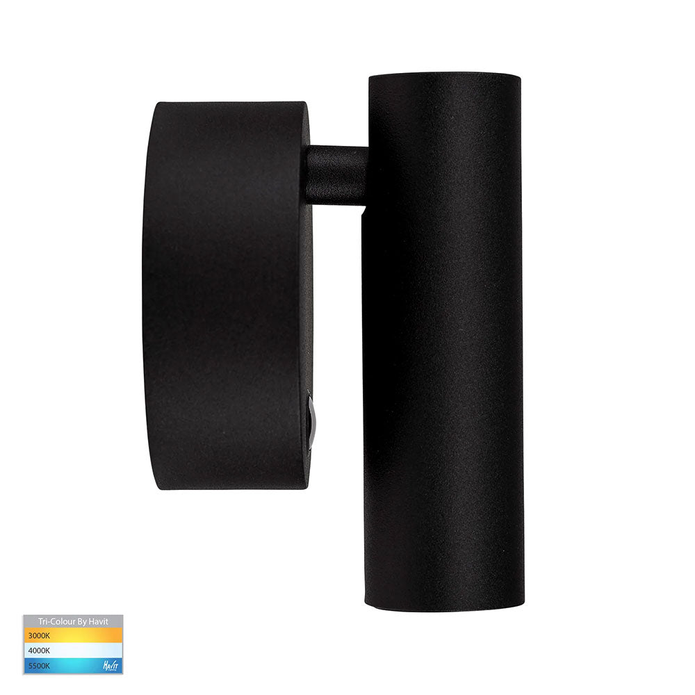 Lesen 5W CCT 240V LED Single Adjustable Wall Light Black - HV3689T-BLK
