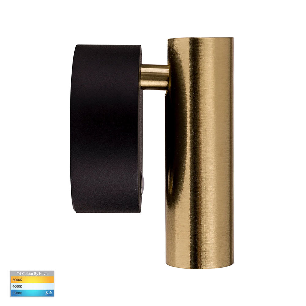 Lesen 5W CCT 240V LED Single Adjustable Wall Light Black / Brass - HV3689T-BLKBR