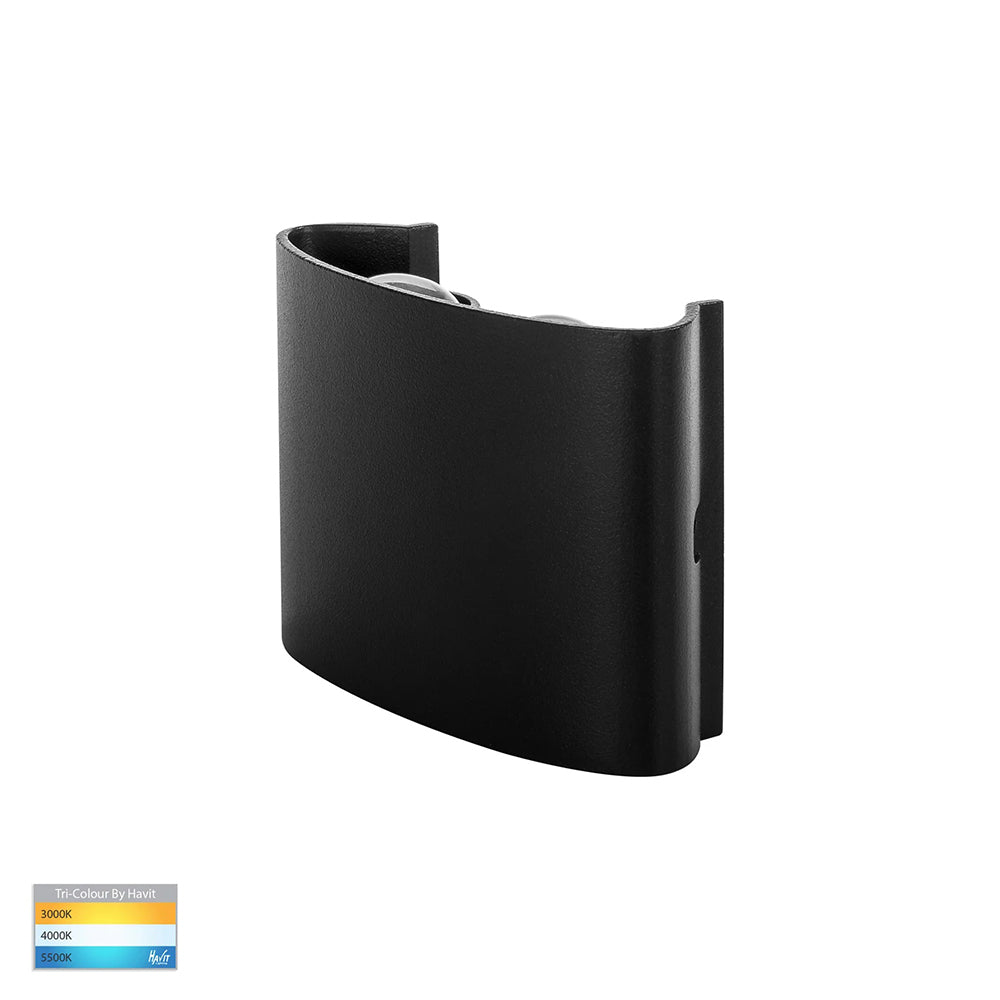 Maro 1 x 4W CCT 12V DC LED Up & Down Wall Pillar Light Black - HV3695T-BLK-12V
