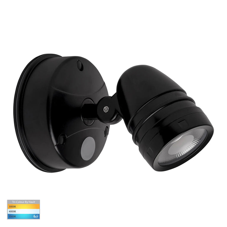 Focus 15W CCT 240V LED Single Adjustable Spot Light With Sensor Matt Black - HV3792T-BLK
