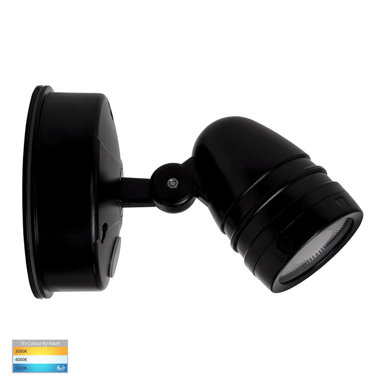 Focus 15W CCT 240V LED Single Adjustable Spot Light With Sensor Matt Black - HV3792T-BLK