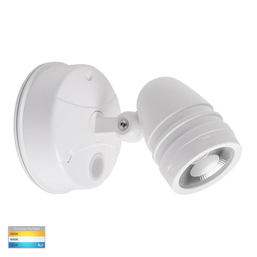 Focus 15W CCT 240V LED Single Adjustable Spot Light With Sensor Matt White - HV3792T-WHT