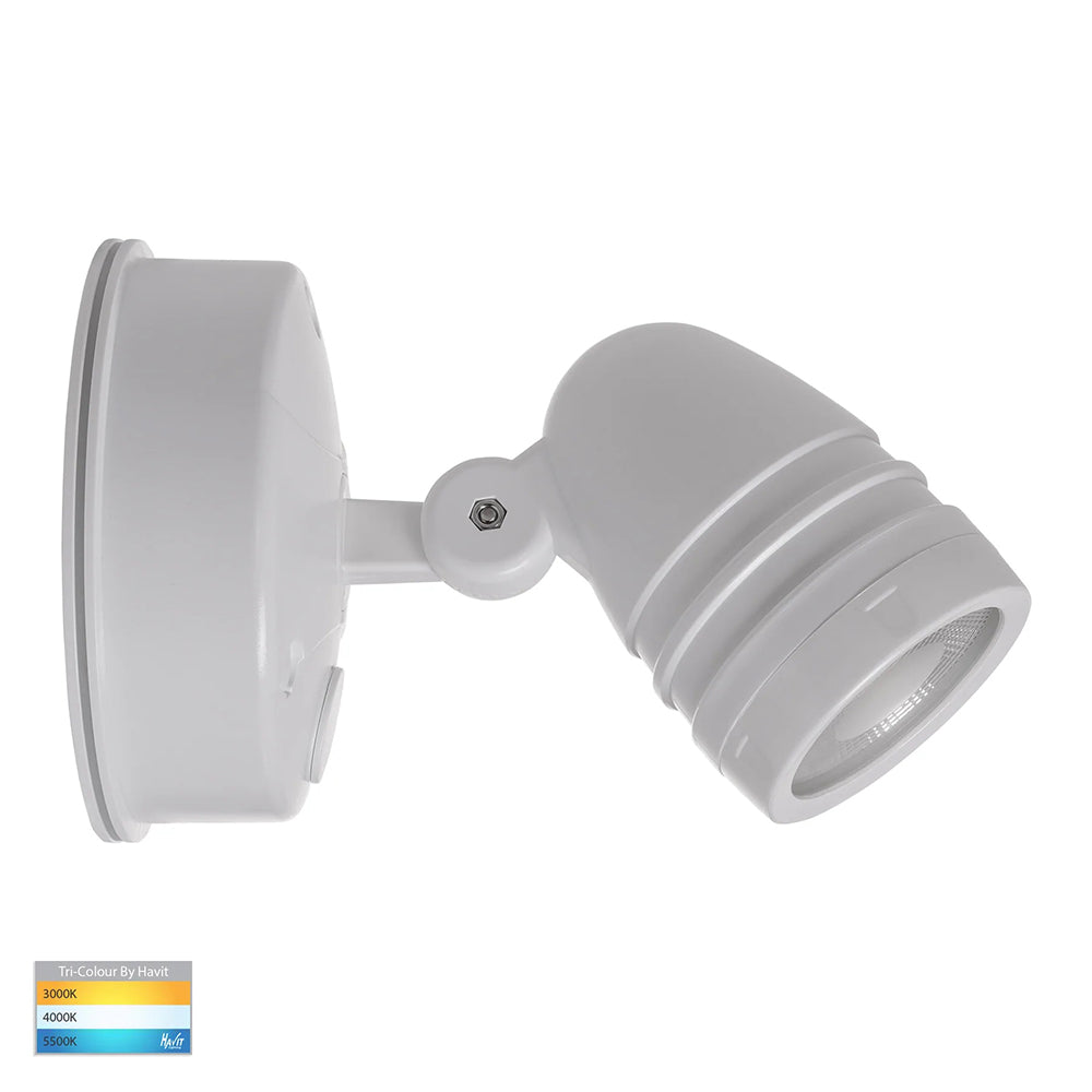Focus 15W CCT 240V LED Single Adjustable Spot Light With Sensor Matt White - HV3792T-WHT