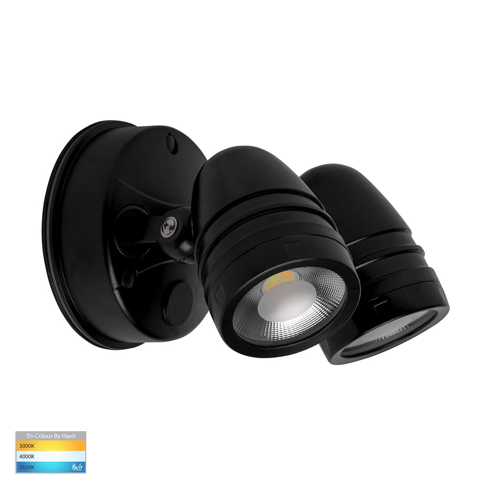 Focus 2 x 15W CCT 240V LED Double Adjustable Spot Light Matt Black - HV3793T-BLK
