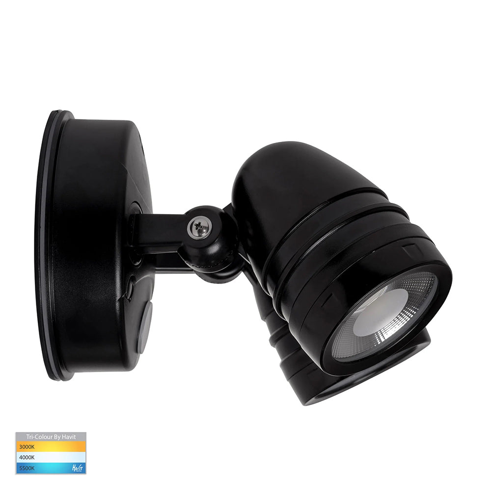 Focus 2 x 15W CCT 240V LED Double Adjustable Spot Light With Sensor Matt Black - HV3794T-BLK