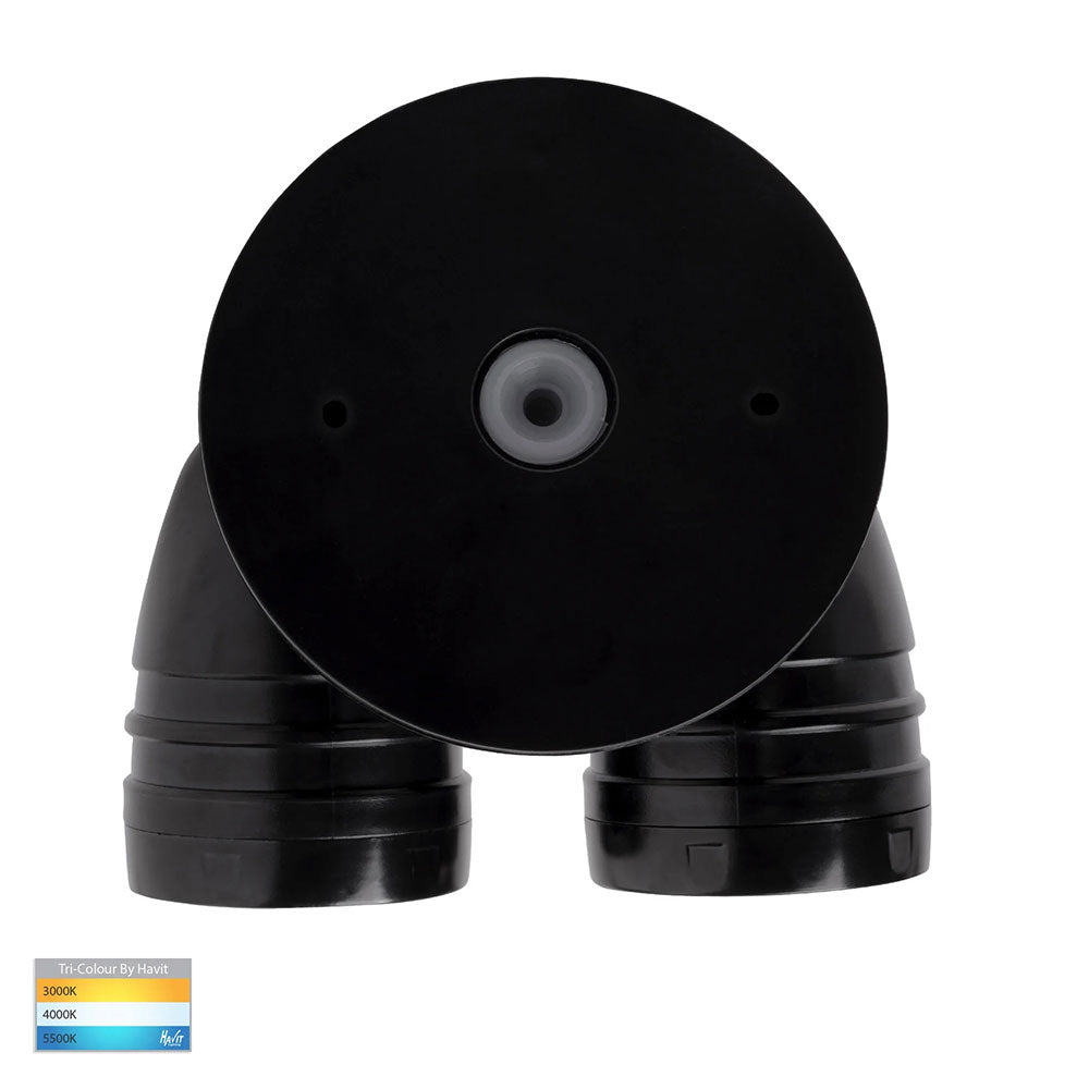 Focus 2 x 15W CCT 240V LED Double Adjustable Spot Light With Sensor Matt Black - HV3794T-BLK