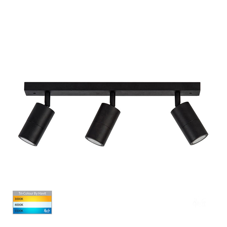 Tivah 3 x 5W CCT 240V 3 Light GU10 LED Adjustable Spotlight Matt Black - HV4001T-3-BLK