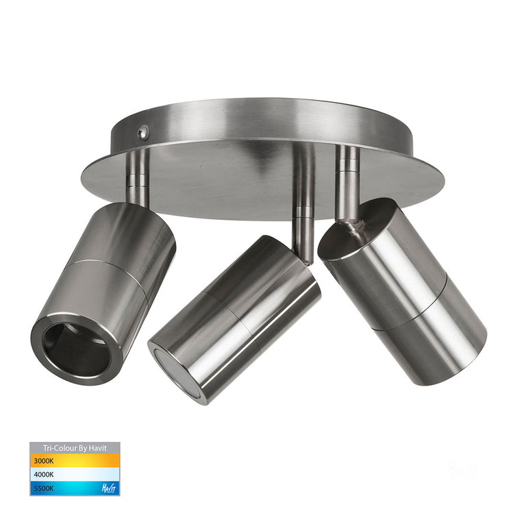 Tivah 15W 240V 3 Light LED Spotlight Round Titanium Aluminium / Tri-Colour - HV4001T-3-TTM-RND