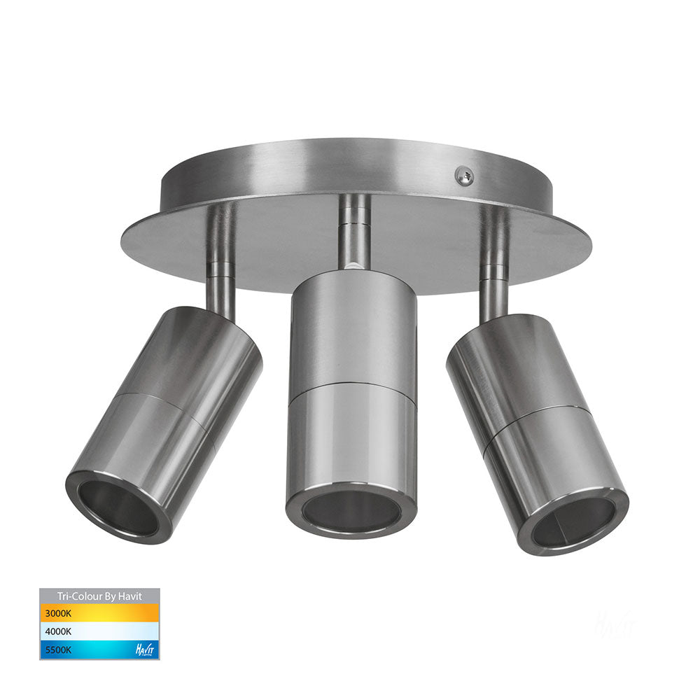 Tivah 15W 240V 3 Light LED Spotlight Round Titanium Aluminium / Tri-Colour - HV4001T-3-TTM-RND
