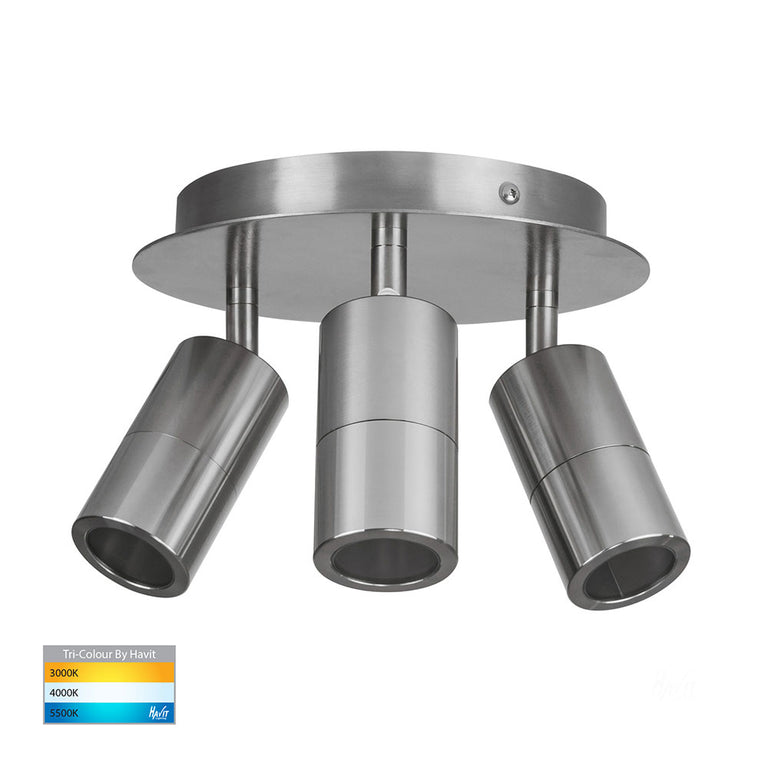 Tivah 15W 240V 3 Light LED Spotlight Round Titanium Aluminium / Tri-Colour - HV4001T-3-TTM-RND