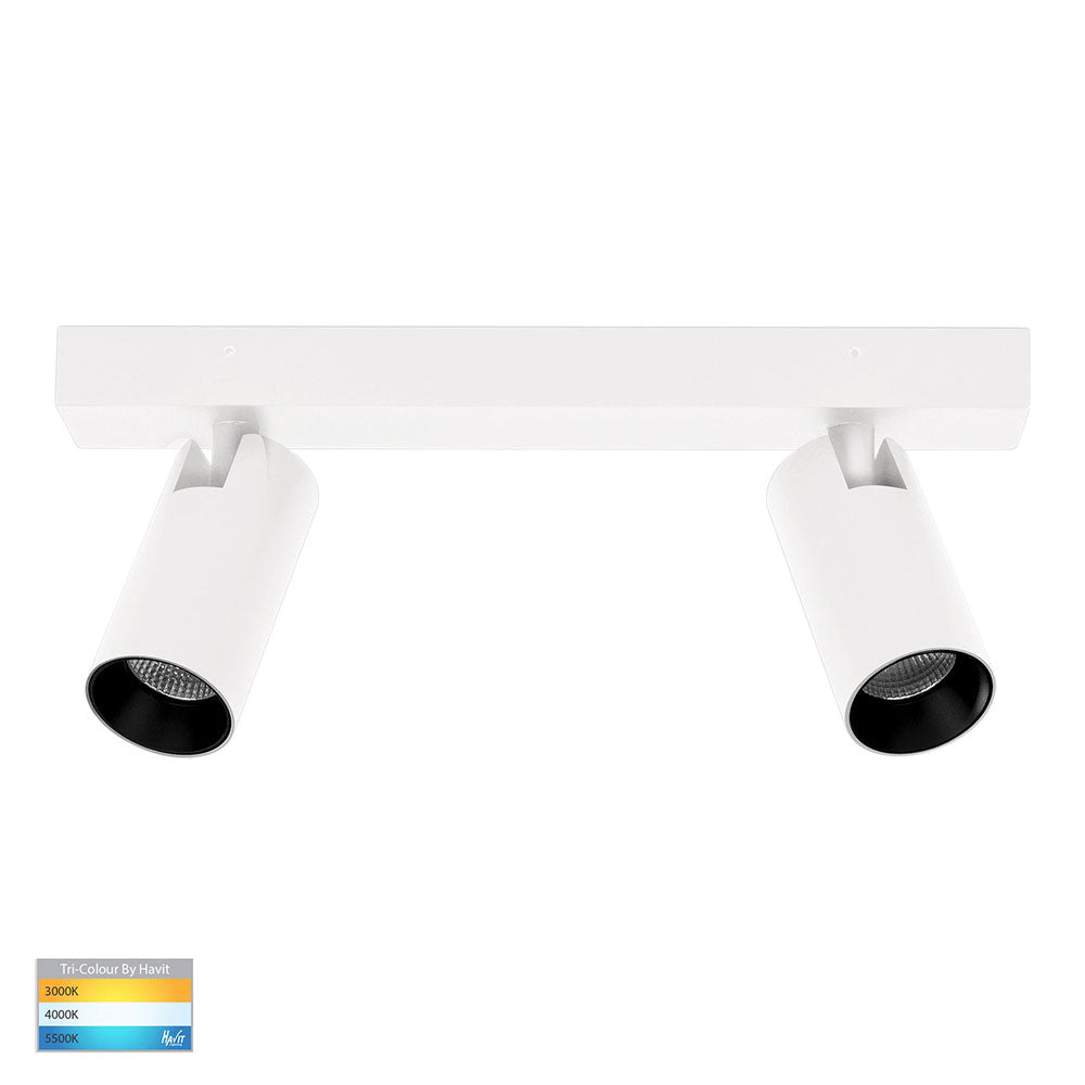 Revo 2 x 8W CCT 240V 2 Light LED Adjustable Spotlight White - HV4002T-2-WHT